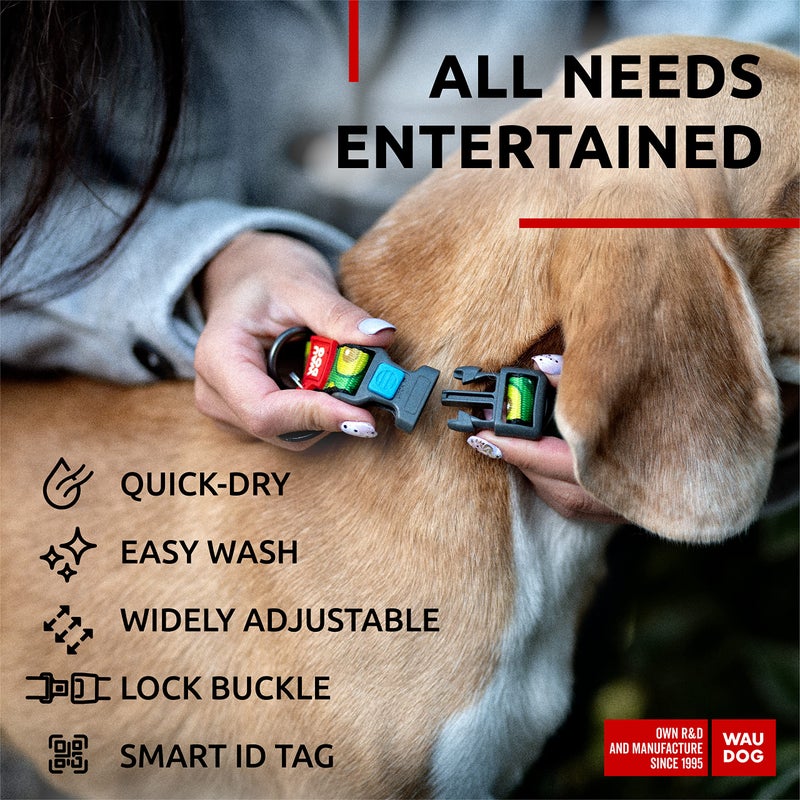 WAUDOG Nylon Dog Collar - Adjustable Dog Collar for Large Dogs, Small & Medium Dogs - Puppy Collars for Large Breed Dogs - Boy & Girl Dog Collars with Durable Plastic Buckle and QR Dog Tag - Image 5